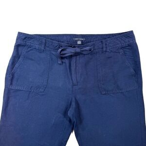 Tommy Hilfiger Women Navy Blue Linen Blend‎ Wide Leg Casual Pants Size 12